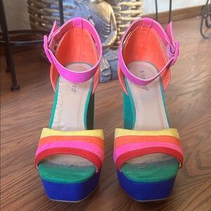 Bamboo Multicolor Women's Platform Heels
